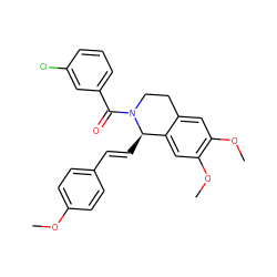 COc1ccc(/C=C/[C@@H]2c3cc(OC)c(OC)cc3CCN2C(=O)c2cccc(Cl)c2)cc1 ZINC000068244590