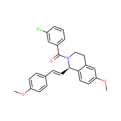 COc1ccc(/C=C/[C@@H]2c3ccc(OC)cc3CCN2C(=O)c2cccc(Cl)c2)cc1 ZINC000096271961