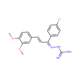 COc1ccc(/C=C/C(=N/NC(=N)N)c2ccc(Cl)cc2)cc1OC ZINC000653774587