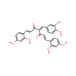 COc1ccc(/C=C/C(=O)C(=Cc2ccc(OC)c(O)c2)C(=O)/C=C/c2ccc(OC)cc2OC)c(OC)c1 ZINC000084669234