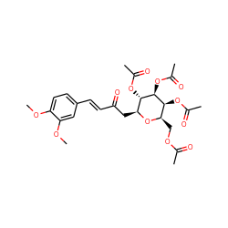COc1ccc(/C=C/C(=O)C[C@@H]2O[C@H](COC(C)=O)[C@H](OC(C)=O)[C@H](OC(C)=O)[C@H]2OC(C)=O)cc1OC ZINC000299823036