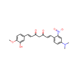 COc1ccc(/C=C/C(=O)CC(=O)/C=C/c2ccc(N(C)C)cc2[N+](=O)[O-])cc1O ZINC000168173980