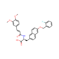 COc1ccc(/C=C/C(=O)N[C@@H](Cc2ccc3cc(OCc4ccccc4F)ccc3c2)C(=O)O)cc1OC ZINC000072178632