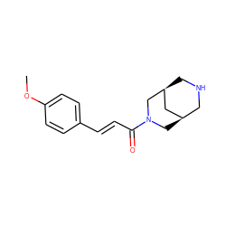 COc1ccc(/C=C/C(=O)N2C[C@@H]3CNC[C@@H](C3)C2)cc1 ZINC000103257407