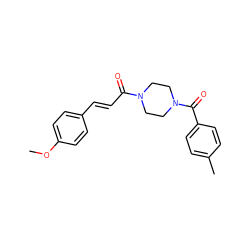 COc1ccc(/C=C/C(=O)N2CCN(C(=O)c3ccc(C)cc3)CC2)cc1 ZINC000032358545