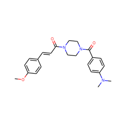 COc1ccc(/C=C/C(=O)N2CCN(C(=O)c3ccc(N(C)C)cc3)CC2)cc1 ZINC000169345912