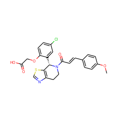 COc1ccc(/C=C/C(=O)N2CCc3ncsc3[C@@H]2c2cc(Cl)ccc2OCC(=O)O)cc1 ZINC000206782561