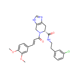 COc1ccc(/C=C/C(=O)N2Cc3[nH]cnc3C[C@@H]2C(=O)NCCc2cccc(Cl)c2)cc1OC ZINC000135864299