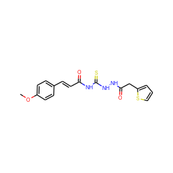 COc1ccc(/C=C/C(=O)NC(=S)NNC(=O)Cc2cccs2)cc1 ZINC000002316518