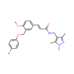 COc1ccc(/C=C/C(=O)NCc2c(C)nn(C)c2C)cc1COc1ccc(Br)cc1 ZINC000000656660