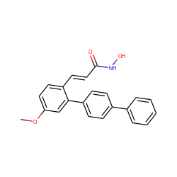 COc1ccc(/C=C/C(=O)NO)c(-c2ccc(-c3ccccc3)cc2)c1 ZINC000205643356