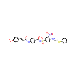 COc1ccc(/C=C/C(=O)Nc2ccc(C(=O)NS(=O)(=O)c3ccc(NCCSc4ccccc4)c([N+](=O)[O-])c3)cc2)cc1 ZINC001772585257