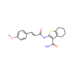 COc1ccc(/C=C/C(=O)Nc2sc3c(c2C(N)=O)CCCC3)cc1 ZINC000000799685