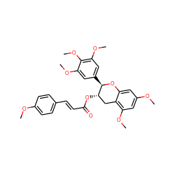 COc1ccc(/C=C/C(=O)O[C@H]2Cc3c(OC)cc(OC)cc3O[C@@H]2c2cc(OC)c(OC)c(OC)c2)cc1 ZINC000200353320