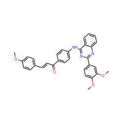 COc1ccc(/C=C/C(=O)c2ccc(Nc3nc(-c4ccc(OC)c(OC)c4)nc4ccccc34)cc2)cc1 ZINC000653833284