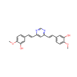 COc1ccc(/C=C/c2cc(/C=C/c3ccc(OC)c(O)c3)ncn2)cc1O ZINC000068246210