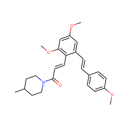 COc1ccc(/C=C/c2cc(OC)cc(OC)c2/C=C/C(=O)N2CCC(C)CC2)cc1 ZINC000095589542