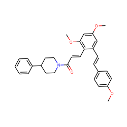 COc1ccc(/C=C/c2cc(OC)cc(OC)c2/C=C/C(=O)N2CCC(c3ccccc3)CC2)cc1 ZINC000095588730