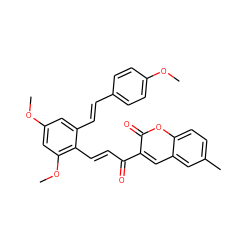 COc1ccc(/C=C/c2cc(OC)cc(OC)c2/C=C/C(=O)c2cc3cc(C)ccc3oc2=O)cc1 ZINC000473147435