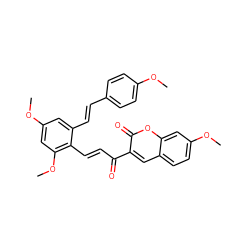 COc1ccc(/C=C/c2cc(OC)cc(OC)c2/C=C/C(=O)c2cc3ccc(OC)cc3oc2=O)cc1 ZINC000473146832