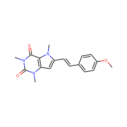 COc1ccc(/C=C/c2cc3c(c(=O)n(C)c(=O)n3C)n2C)cc1 ZINC000095598278