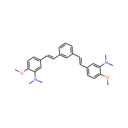 COc1ccc(/C=C/c2cccc(/C=C/c3ccc(OC)c(N(C)C)c3)c2)cc1N(C)C ZINC000028949025