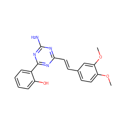 COc1ccc(/C=C/c2nc(N)nc(-c3ccccc3O)n2)cc1OC ZINC000100939085