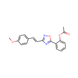 COc1ccc(/C=C/c2noc(-c3ccccc3OC(C)=O)n2)cc1 ZINC000006669333