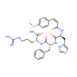 COc1ccc(/C=C\C(=O)N[C@@H](Cc2cnc[nH]2)C(=O)N[C@H](Cc2ccccc2)C(=O)N[C@H](CCCNC(=N)N)C(N)=O)cc1 ZINC000049677817