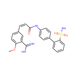 COc1ccc(/C=C\C(=O)Nc2ccc(-c3ccccc3S(N)(=O)=O)cc2)cc1C(=N)N ZINC000013442339