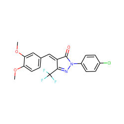 COc1ccc(/C=C2/C(=O)N(c3ccc(Cl)cc3)N=C2C(F)(F)F)cc1OC ZINC000033333445