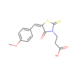 COc1ccc(/C=C2/SC(=S)N(CCC(=O)O)C2=O)cc1 ZINC000000966828