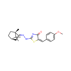 COc1ccc(/C=C2/SC(N/N=C3\C[C@H]4CC[C@@]3(C)C4(C)C)=NC2=O)cc1 ZINC000100491108