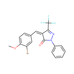 COc1ccc(/C=C2\C(=O)N(c3ccccc3)N=C2C(F)(F)F)cc1Br ZINC000408972636