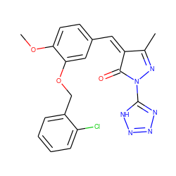 COc1ccc(/C=C2\C(=O)N(c3nnn[nH]3)N=C2C)cc1OCc1ccccc1Cl ZINC000026441040