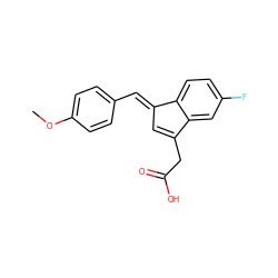 COc1ccc(/C=C2\C=C(CC(=O)O)c3cc(F)ccc32)cc1 ZINC000040848390