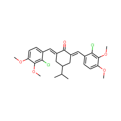 COc1ccc(/C=C2\CC(C(C)C)C/C(=C\c3ccc(OC)c(OC)c3Cl)C2=O)c(Cl)c1OC ZINC000653737433