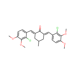 COc1ccc(/C=C2\CC(C)C/C(=C\c3ccc(OC)c(OC)c3Cl)C2=O)c(Cl)c1OC ZINC000653735467