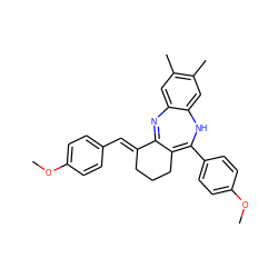 COc1ccc(/C=C2\CCCC3=C(c4ccc(OC)cc4)Nc4cc(C)c(C)cc4N=C32)cc1 ZINC000103270125