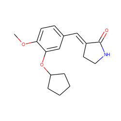 COc1ccc(/C=C2\CCNC2=O)cc1OC1CCCC1 ZINC000029125660