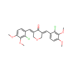 COc1ccc(/C=C2\COC/C(=C\c3ccc(OC)c(OC)c3Cl)C2=O)c(Cl)c1OC ZINC000653747431