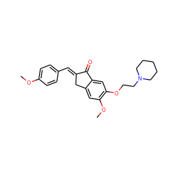 COc1ccc(/C=C2\Cc3cc(OC)c(OCCN4CCCCC4)cc3C2=O)cc1 ZINC000299839530