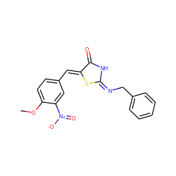 COc1ccc(/C=C2\S/C(=N/Cc3ccccc3)NC2=O)cc1[N+](=O)[O-] ZINC001772574740