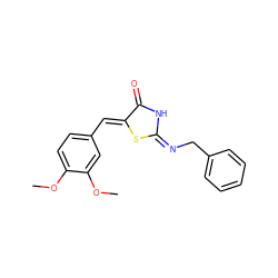 COc1ccc(/C=C2\S/C(=N/Cc3ccccc3)NC2=O)cc1OC ZINC001772618893