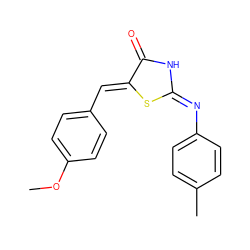 COc1ccc(/C=C2\S/C(=N\c3ccc(C)cc3)NC2=O)cc1 ZINC000003176459