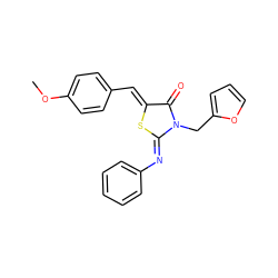 COc1ccc(/C=C2\S/C(=N\c3ccccc3)N(Cc3ccco3)C2=O)cc1 ZINC000059949072