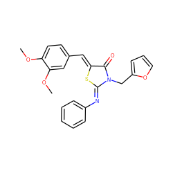 COc1ccc(/C=C2\S/C(=N\c3ccccc3)N(Cc3ccco3)C2=O)cc1OC ZINC001772579081