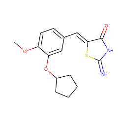 COc1ccc(/C=C2\SC(=N)NC2=O)cc1OC1CCCC1 ZINC000029125701