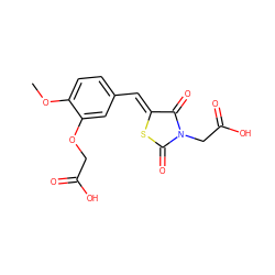 COc1ccc(/C=C2\SC(=O)N(CC(=O)O)C2=O)cc1OCC(=O)O ZINC000028822569