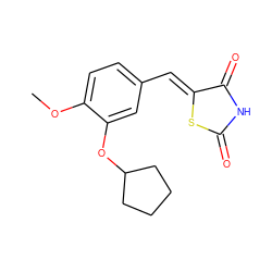 COc1ccc(/C=C2\SC(=O)NC2=O)cc1OC1CCCC1 ZINC000029126137